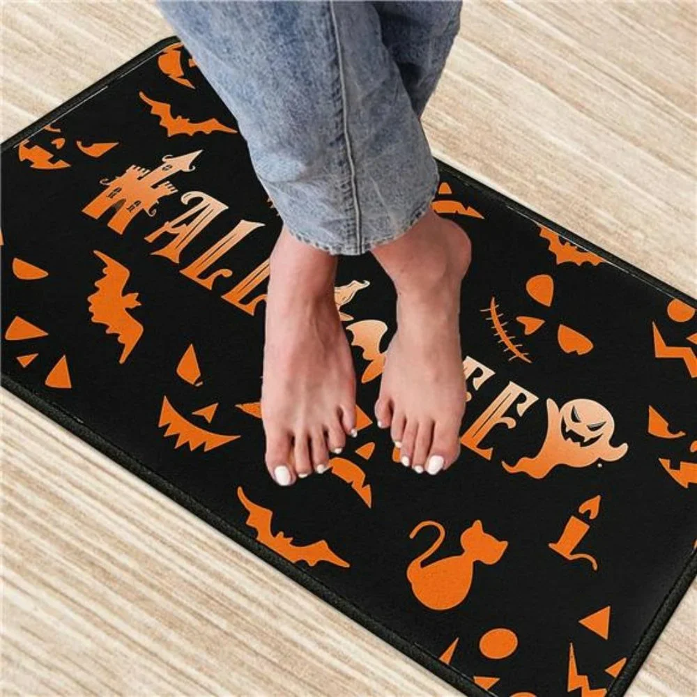 Halloween with Bats Kitchen Rug Set of 2 Washable Non Slip, 17